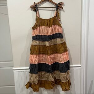 Anthropologie Colorblock Cotton Tie Strap Dress size 3X